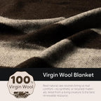 100% Wool Blanket, 62" x 86", Warm, Thick, Washable, Military Wool Blanket, Great for Camping, Outdoors, Sporting Events, Survival Kits
