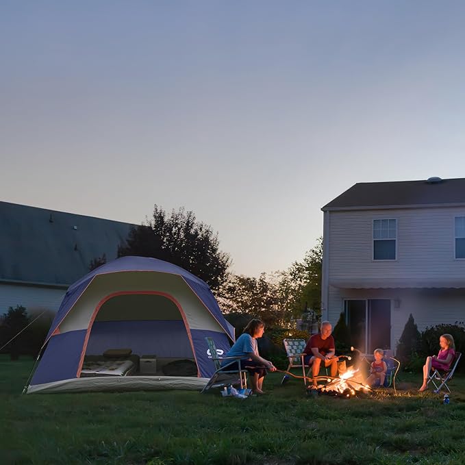 CAMPROS CP Tents for Camping 6 Person Tent Waterproof Windproof Double Layer Family Camping Tent, Easy Setup Dome Tent with Large Mesh Windows & Wider Door for Outdoor Camping & Hiking