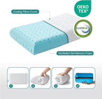 Small Gel Memory Foam Camping Pillow Travel - Contoured Support -Compressible Pillow Ideal for Backpacking, Camping, Travel, Car, Airplane,Office Nap