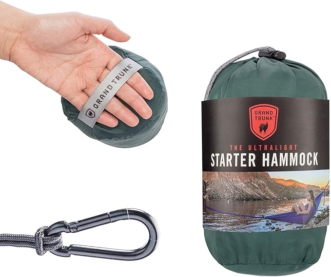 Grand Trunk Ultralight Camping Hammock - Lightweight and Portable Travel Hammock for Camping, Hiking, Backpacking, Beach, and Other Travel, Green