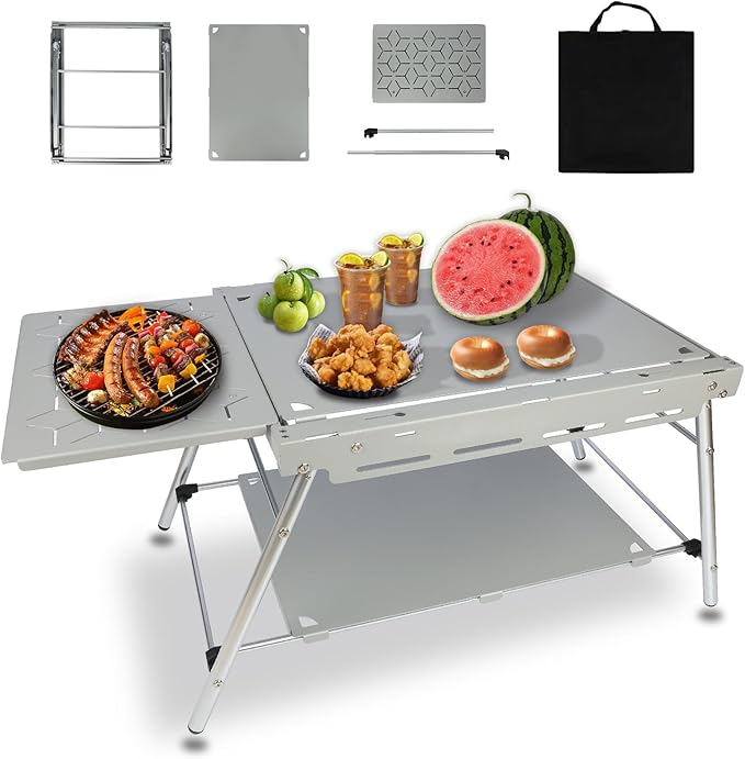 supregear Outdoor Camping Foldable Table, Portable Durable Picnic Table, Easy Setup Aluminum Alloy Frame, Ideal for Grill, Garden, Dining, BBQ, Party