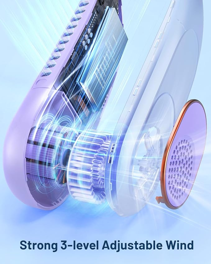 SWEETFULL Portable Neck Fan 360° Cooling Bladeless Personal Fan | No Hair Twisting - 4000mAh USB Rechargeable Wearable Fan for Travel, Birthday Gifts for Men, Women, Mom, and Dad