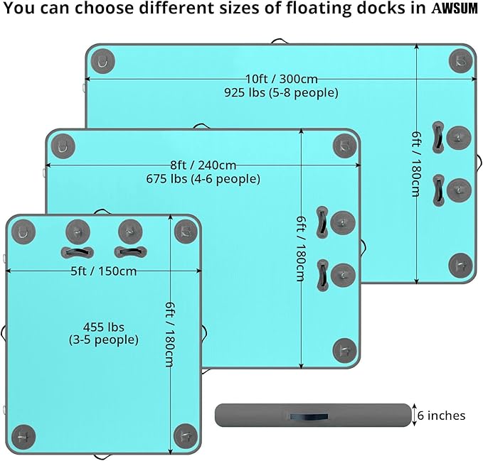 AWSUM Inflatable Floating Dock Air Dock Platform Floating Island Raft with None-Slip Surface for Pool Beach Ocean