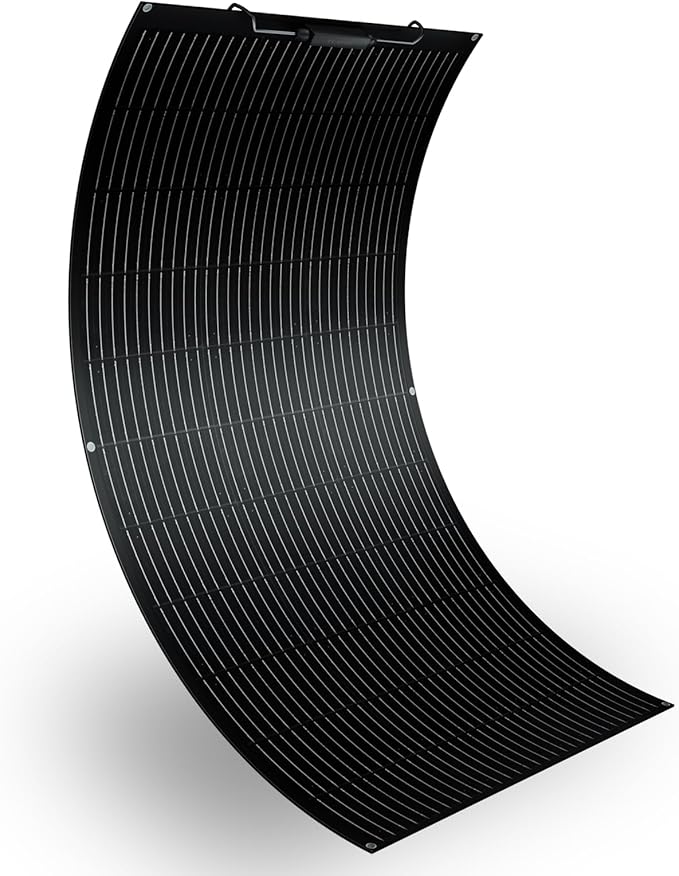 Flexible Solar Panel 100W 105W 12V Monocrystalline 250° Curvature Fiberglass High Efficiency Lightweight for RVs Boat Cabin (Black)