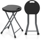 Goplus Folding Stool, 18 inch Foldable Camping Stool for Adults with 440 lb Capacity, Portable Plastic Fold up Stool, Collapsible Round Stool with Handle for Fishing Hiking Gardening BBQ