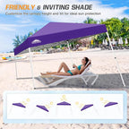 EAGLE PEAK 10x10 Slant Leg Pop-up Canopy Tent Easy One Person Setup Instant Outdoor Beach Canopy Folding Portable Sports Shelter 10x10 Base 8x8 Top (Purple)