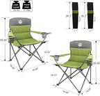 Northroad Outdoor Camping Chair Set of 3,Folding Padded Camp Chair,Collapsible Conversation Set w/1 Sofa,2 Single Chairs for Family Patio,Beach (Green)