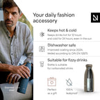 LARS NYSØM Stainless Steel Insulated Water Bottle 12 oz 17 oz 25 oz 34 oz 51 oz | Insulated Thermo Flask for Hot and Cold Beverages | Leakproof Drinking Bottle (Taupe Brown, 11.8 oz)