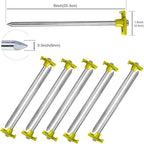 ABCCANOPY 8 Inch Tent Stakes 10 Pcs Non-Rust Metal Ground Anchors, Heavy Duty Spikes with 4 Ropes for Outdoor Camping, Yellow