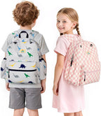STEAMEDBUN Corduroy Kids Backpack for Boys and Girls 5-8: Boys Backpack for Elementary Kindergarten - 15 inch Cute Backpacks for Kids - Dinosaur