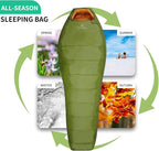 3-4 Seasons Shingle Sleeping Bag 15℉ with Inner Pocket for Adult,Perfect for Backpacking,Traveling and Hiking,Including Free Compression Stuff Sack.