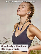 HALLJOY for Galaxy Buds 4/4 Pro/Buds 3/3 Pro Strap Neckband, Anti-Lost Accessories, Support Volume Control, Ergonomic Design, Fit Airpods Pro 3/2/1, Airpods 4, 3, 2, 1, Black Band/DarkBlue Tip