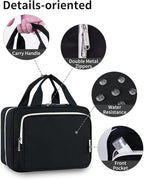 Narwey Travel Toiletry Bag for Women Large Hanging Makeup Bag Organizer Toiletries Bag for Full Size Essentials Accessories Cosmetics (Black (Large))
