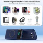 Wireless Portable Charger 40800mAh with 3 Built-in Cables,7-in-1 15W Wireless Charging Power Bank,25W PD QC 4.0 USB C Fast Charging Travel Essential Battery Pack for iPhone 17/16/15/13/12,Android-Blue