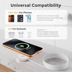 Magnetic Qi2 Wireless Charging Pad: 25W Mag Fast Charger for Google Pixel 10 iPhone 17 16 Pro Max 16e 15 14 13 12 AirPods & Samsung Galaxy Series Gift Ideal for Desk & Travel (White, 1Pack)