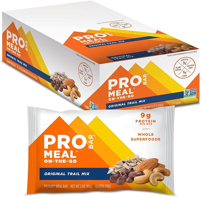 PROBAR - MEAL Bar, Original Trail Mix, Non-GMO, Gluten-Free, Healthy, Plant-Based, Whole-Food Ingredients, Natural Energy (12 Count)