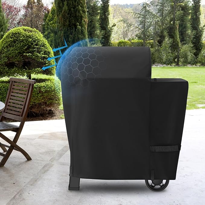 Heavy-Duty 600D BBQ Grill Cover Compatible with Weber Searwood 600 Pellet Grill, 3400145 Weber Searwood 600 Cover, Black