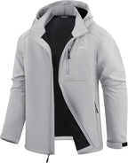 WULFUL Men's Softshell Jacket Waterproof Lightweight Insulated Windbreaker Fleece Lined Rain Shell Jacket for Hiking Travel