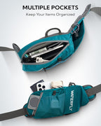 WATERFLY Fanny Pack Waist Bag: Hiking Water Bottle Holder with Strap Waist Pack for Women Men Hydration Hip Packs for Running Walking Traveling-Cyan