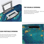 Travel Luggage Cover Protector, Gold Blue Abstract Marble Washable Elastic Baggage Cover Anti-scratch Double-sided with Zipper Closure for Wheeled Suitcase Fits 18-21 Inch Luggage