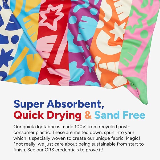Dock & Bay Quick Drying Towel - for Sports & Gym - Compact, Lightweight - 100% Recycled - Includes Bag - Power of Positivity, Medium (130x70cm, 51x27)