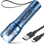 Rechargeable Flashlights High Lumens, G1000 Super Bright Flash Light, Small Zoomable LED Flashlight with 3 Lighting Modes, Portable Tactical Flashlight for Camping Essentials (Battery Included)-Blue