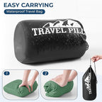 Travel Pillow Memory Foam Pillows, Ergonomic Wave Cervical Neck Pillow for Neck Pain Relief, Compressible Medium Firm Side Sleeper Pillow, Ideal for Camping, Office, Home & Bed (Green, L)