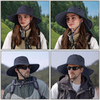 Sun Hats for Men Women, UPF50+ Protection Safari Hat,Wide Brim Fishing Hat with Neck Flap,Bucket Hats for Beach Hiking