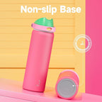 32 oz Insulated Water Bottle for Women: Meoky Stainless Steel Water Bottle with 2-in-1 Straw and Spout Lid - Leak Proof, Cold for 24 Hours, Protective Silicone Base, BPA-Free for Sports Gym, Ruby