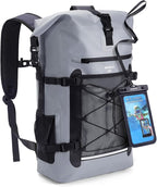 ECOHUB Waterproof Backpack for Women Men, 30L Roll-Top Closure Heavy Duty Dry Bag for Travel with IPX8 Waterproof Phone Case