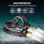 Headlamp Rechargeable,1200 Lumen Ultra Bright 5 LED Headlight Flashlight,Brightest USB Rechargeable Headlamps,Waterproof Zoomable Head Lamp 4 Modes Light for Outdoors Camping Hunting Hiking Hard Hat