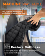 KingCamp Ultralight Camping Blanket, Packable Down Alternative Puffy Wearable Blankets Weatherproof Warm Package Quilt with Snap Buttons for Outdoor Hiking Travel Picnic Stadium (69"L x 53"W, BLACK)