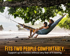 XL 2 Person Camping Hammock with Mosquito Net & Rain Fly - Compact Double Hammock with Bug Net, Tarp, Pocket, Tree Straps & Heavy Duty Carabiners - Parachute Grade Nylon Holds Over 600lbs