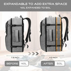 Travel Backpack for Men, Expandable Carry on Backpack, TSA 17.3 inch Laptop Bag Flight Approved, Lightweight Business Luggage Bag, Travel Gifts for Men Women, Grey