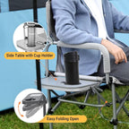 KingCamp XXL Oversized Directors Chair with Side Table, Heavy Duty Camping Chairs 600lbs with Cooler Bag, Portable Folding Camp Chair with Wide Seat for Camping Hiking Fishing Lawn Outdoor and Sports
