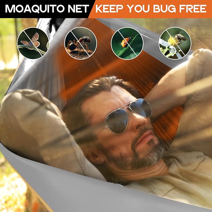 Camping Hammock Mosquito Net,Double & Single Portable Hammocks Hammocks with 2 Tree Straps,Hammock Tent for Travel Camping,Camping Accessories for Indoor Outdoor Hiking Backpacking Backyard Beach