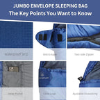 Jumbo Sleeping Bag for Adult&Kids,Cold&Warm Weather with Compression Sack and Water Resistant for Family Camping,Travel and Car Camping