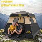 3/4 Person/6 Person Camping Tent Fast Cabin Tent with Instant Setup Tent, Weatherproof Tent Easy Quick Set Up & Pop Up in 60 Seconds with Rainfly Backpack for Family Camping,Upgraded Ventilation