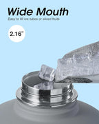 Coolflask 128 oz Gallon Water Bottle Insulated with Straw&3 Lids, Water Jug Large Stainless Steel Metal Vacuum Wide Mouth for Sports, Gym or Office, Non-BPA Keep Cold 48H Hot 24H, Dark Grey