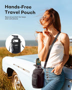 Half Gallon Water Bottle with Straw and Lid, 64 oz Insulated Stainless Steel Jug with Handle,Reusable Metal Travel Flask Mug Cup With Carry Pouch and Brush,Keep Cold & Hot,Black