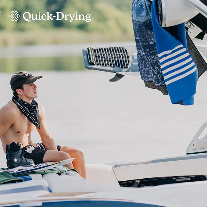 Nomadix Original Towel - Perfect for Beach, Pool, Travel, Camping, Yoga - Made with Recycled Materials - Super Absorbent - Sand Resistant - Poolside Navy - 72.5x30