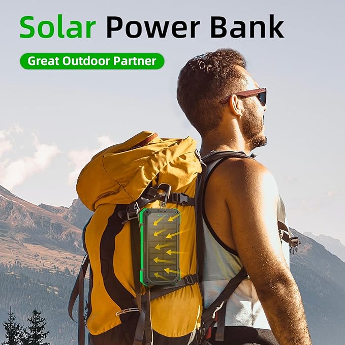 Solar Charger Power Bank 49800mAh Wireless Portable Phone Charger, 22.5W QC3.0 Fast Charging Built in 4 Cables with USB C 6 Outputs & 2 Inputs for All Cell Phone