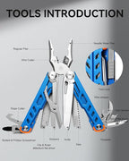 MINI Multitool Pliers,14-In-1 Survival Gear For Outdoor,Home,And Auto RepairBirthday Christmas Gifts For Men Boyfriend Dad Husband(Blue)