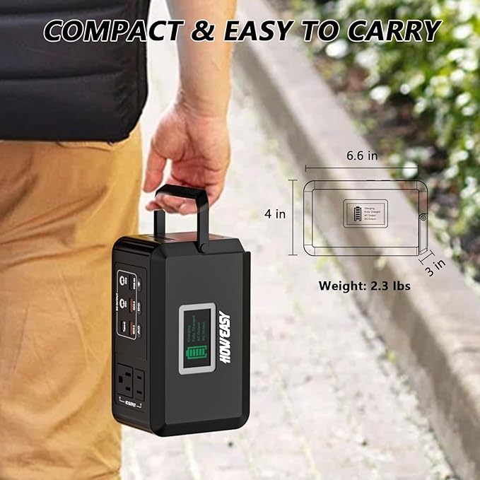 HOWEASY Portable Power Station, 24000mAh Camping Solar Generator, Portable Power Bank with 2 110V/ 150W Peak AC Outlet / 2 DC /3 USB QC3.0/LED Flashlight for Home Camping Emergency Backup