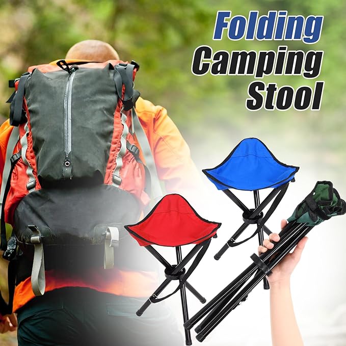 3 Pack Folding Camping Stool 12.2 x 14.96 Inch Portable Collapsible Chair Tripod Stool Hiking Chair for Fishing, Beach, Picnic, Outdoor, Gardening and Travel