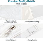 Veckle Clear Fanny Pack Stadium Approved - Plus Size 35-51 Inch Adjustable Strap Transparent Belt Bag for Women Men Fits 7.5" Smartphone, Crossbody Clear Bag for Stadium Events Sports Concerts, White