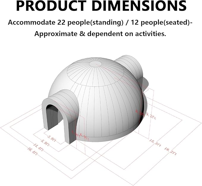 SAYOK Outdoor Portable Inflatable Igloo Dome Tent with Led Light for Party Wedding Event Camping