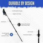 Lucern 5.7 oz Extreme Ultra Lightweight Anti-Shock Carbon Trekking Poles - Incredibly Durable, Supremely Comfortable, Optimally Safe, Fit Carry-on Luggage. Ideal for Backpacking, Long Hiking.