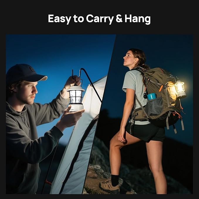 Consciot CL1 Mini Dual Light Sources LED Lantern, Retro Style Battery Powered Lamp, Dimmable Warm White and Daylight Modes, Up to 200H Run Time, Portable Atmosphere Lights for Indoor & Outdoor Use