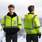 Hi Vis Jackets for Men, Safety Jackets with Pockets for Men& Women, Reflective Construction Coats for Cold Weather Winter, Waterproof High Vis Rain Gear, Class 3, Yellow-Black, XL